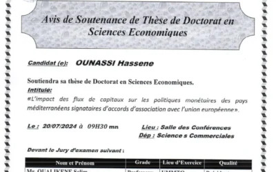 Avis de soutenance Ounnassi Hassene