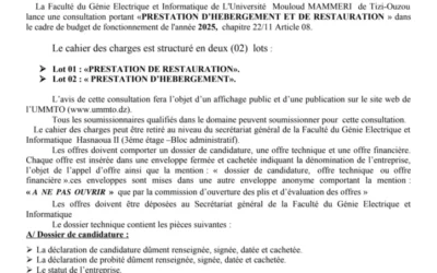Avis de Consultation N° 01/FGEI/UMMTO/2025