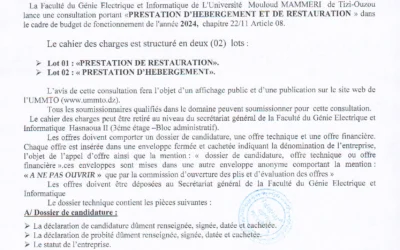 Avis de consultation N°01/FGEI/UMMTO/2024