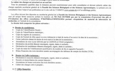 Avis de Consultation N°O6/FSBSA/UMMTO/2024