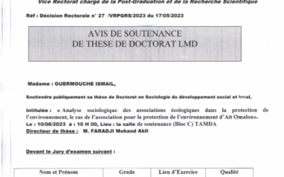 Avis de soutenance M.GUERMOUCHE Ismail