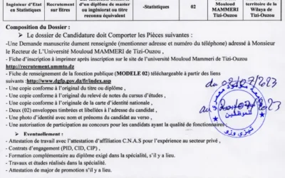 Avis de recrutement : Concours sur titre