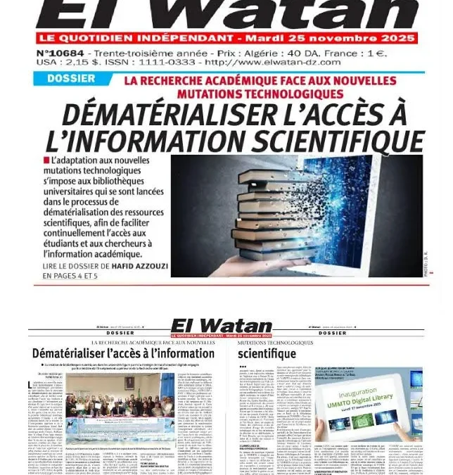 Dématérialiser l&rsquo;accès à l&rsquo;Information Scientifique (Bibliothèque universitaire UMMTO)