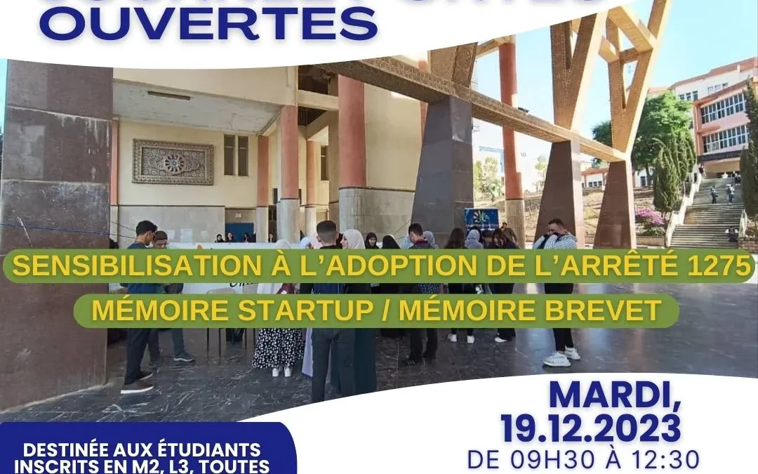Journée portes ouvertes sur la sensibilisation à l’adoption de l’arrêté 1275 Mémoire Startup/Mémoire Brevet