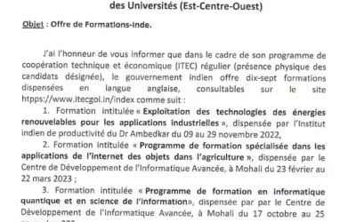 Offre de formation en Inde