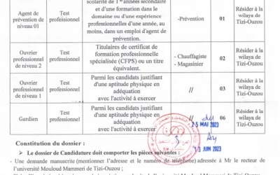 Avis de recrutement: Agents contractuels