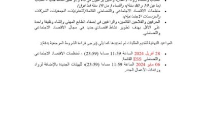 إطلاق مسابقة للأفكار تحت عنوان تحدي الإبتكار للإقتصاد الإجتماعي والتضامني